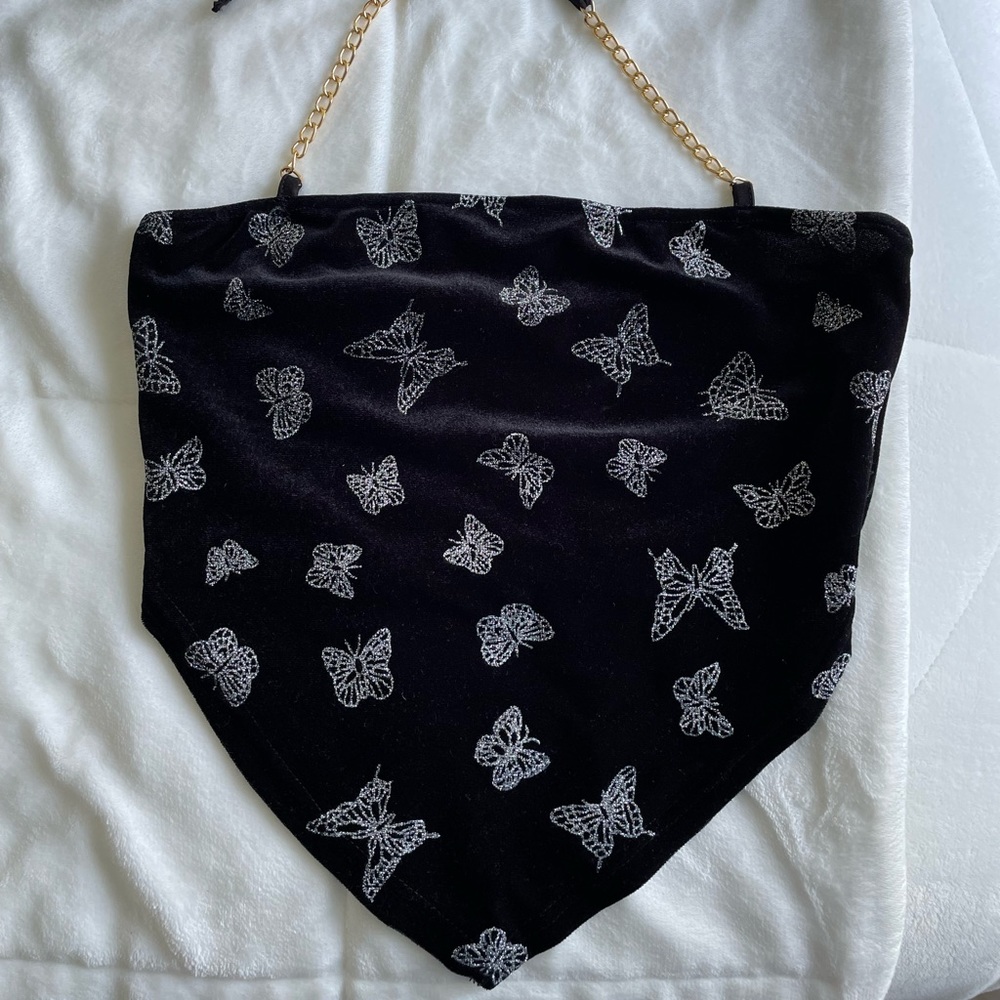 Butterfly velvet halter top